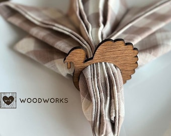 LASER SVG: Turkey Napkin Ring Laser Cut File - Thanksgiving Napkin Ring Holder, Decorative Fall Ring For Napkins (For Glowforge / xTool)