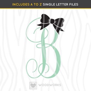 SVG / DXF - A to Z Alphabet Monogram "Script Initial Letter With Bow" Cut File - You Optionally Personalize With First Name