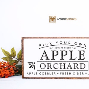 SVG / DXF - Pick Your Own &quot;Apple Orchard&quot; Always Fresh - Apple Cobbler, Fresh Cider, Juice, Instant Download (Cute Fall Farmhouse Vector)