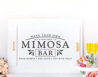 SVG / DXF - Make Your Own, À Votre Santé "Mimosa Bar" Cut File - Pour Bubbly, Add Juice Top With Fruit (DIY Wedding Cocktail Sign Design)