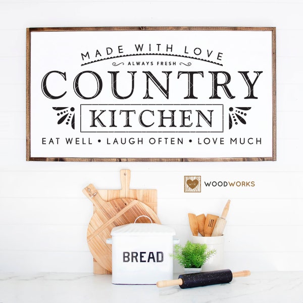 SVG / DXF - Made With Love "Country Kitchen" Always Fresh - Eat Well, Laugh Often, Love Much, Instant Download (Cute Farmhouse Vector Art)