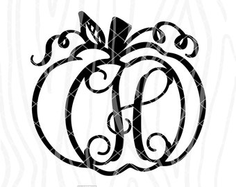 SVG / DXF - A to Z Alphabet "Fall Pumpkin Script Letter Initial" Set - Monogram Door Hanger Letter, Cut File For Initial Wooden Letter