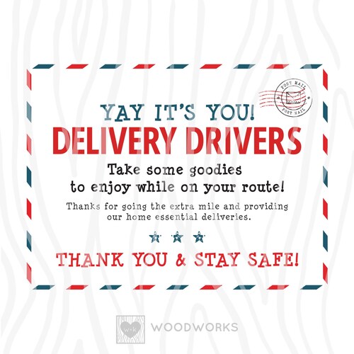 Delivery Driver Thank You Appreciation Snack Sign Printable Etsy
