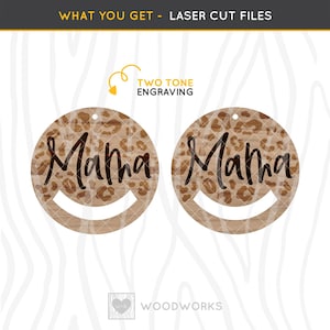 LASER SVG: Leopard Mama Macrame Earring Laser Cut File -  Macrame Ear Ring Wood Blank, Earring Cutout, For Mom (For Glowforge / xTool)