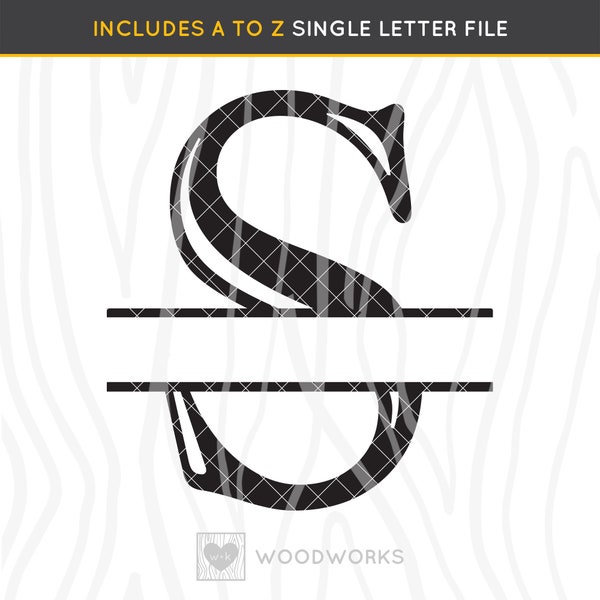 SVG / DXF - A to Z Alphabet "Serif Letter With Name Cut Out Bar" Cut Files - Masculine Initial Monogram Letter Set With Customizable Name