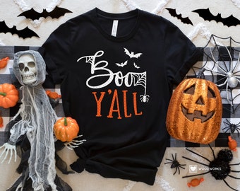 SVG / DXF - Halloween "Boo Y'all" Spooky Cute Bat Cut File - BOO Happy Halloween, Creepy Spider Web, Batty Farmhouse, Kids Fall Design