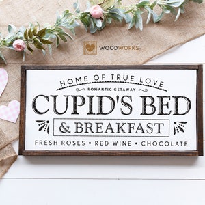 SVG / DXF - Home Of True Love "Cupid's Bed & Breakfast" Romantic Getaway - Fresh Roses, Red Wine, Chocolates (Valentine's Day Cut File)