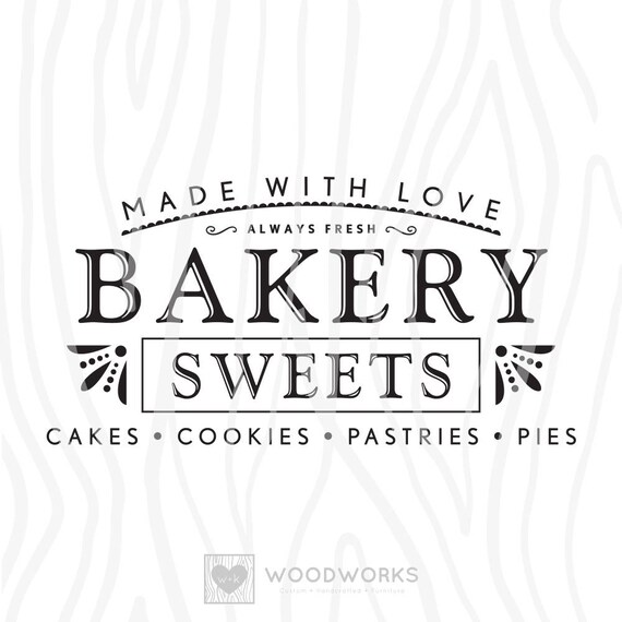 Svg Dxf Made With Love Bakery Sweets Always Etsy