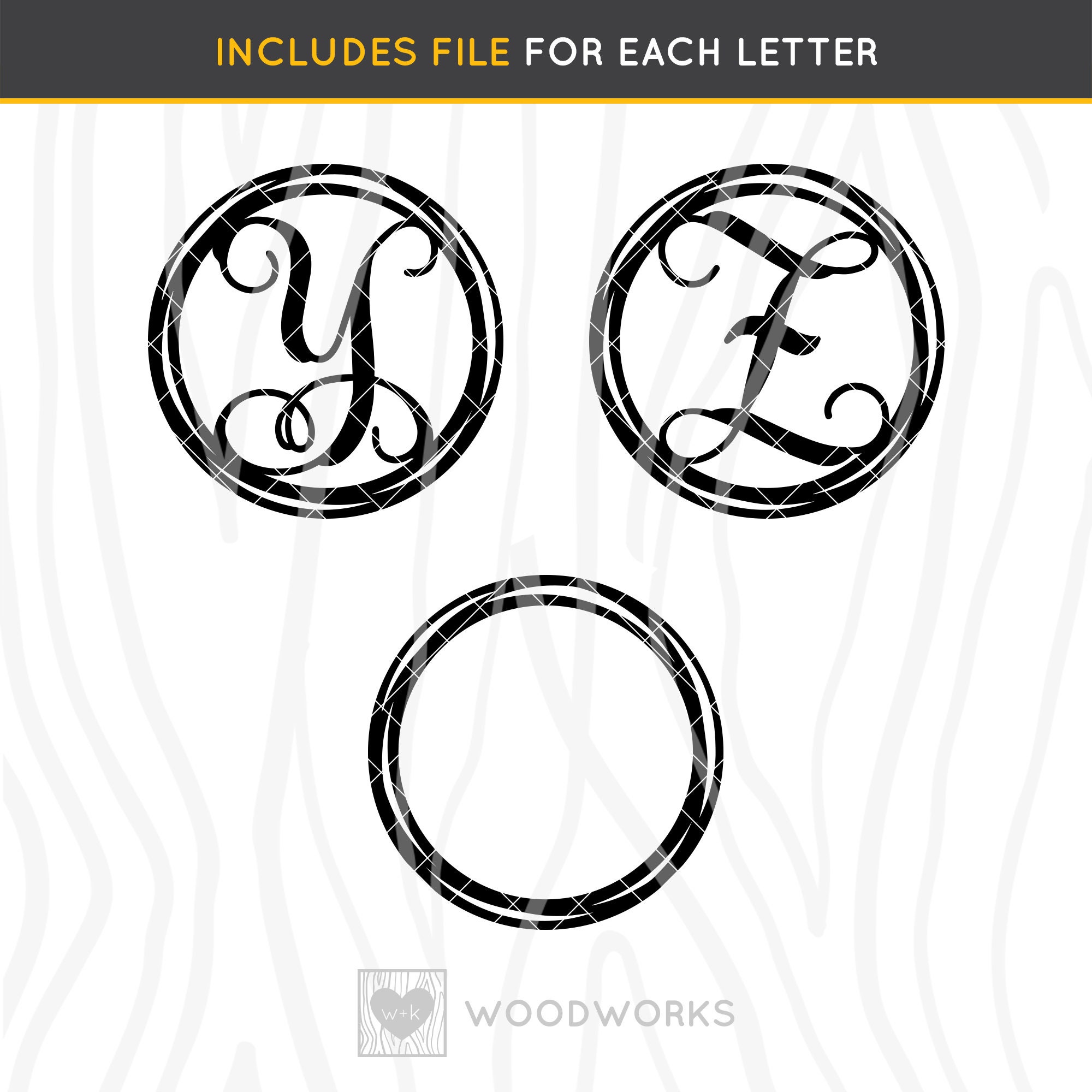 SVG / DXF A to Z Alphabet hand Drawn Circle Script Etsy