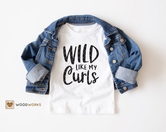 SVG / DXF - Unisex "Wild Like My Curls" Cut File - Curly Hair Kid, Wild Child, Boy Curls, Girl Girls (Infant Baby One-Piece Bodysuit)