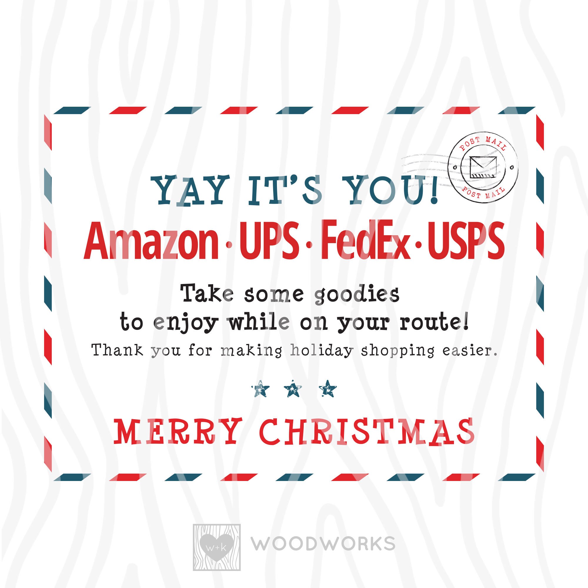 Usps Delivery Christmas 2022 2 Pack: Printable Pdf Merry Christmas Delivery Carrier | Etsy Singapore