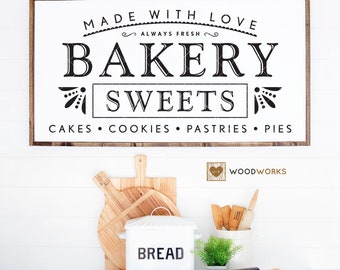 SVG / DXF - Made With Love "Bakery Sweets" Always Fresh - Cakes, Cookies, Pastries, Pies, Instant Download (Cute Vector Art / Saying)