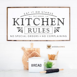 SVG / DXF - Eat It Or Starve "Kitchen Rules" Self Served - No Special Orders, No Complaining - Farmhouse Farm (Vector Art / Saying)