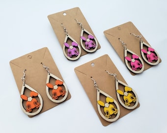 LASER SVG: Easter Bunny Butt Teardrop Earring Laser Engrave Cut File - Cotton Tail Rabbit, Tear Drop Ear Rings (For Glowforge / xTool)