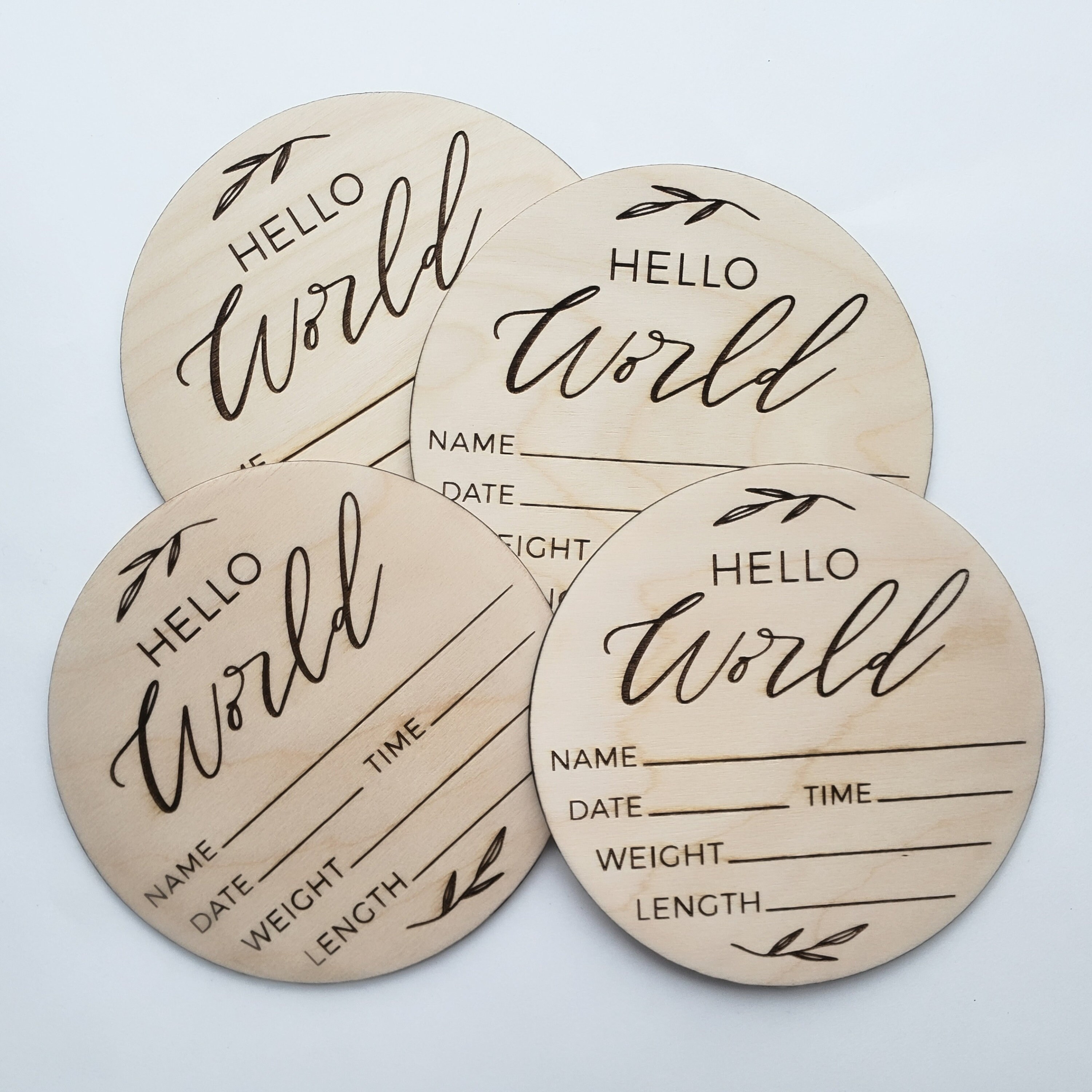 SVG / DXF - DIY Newborn Baby Birth Announcement "Hello World" Cut Files - Name, Date, Time, Weight, Length (Maternity, Pregnant, Glowforge)