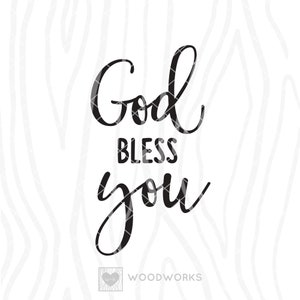 SVG / DXF - Facial Tissue Box Cover &quot;God Bless You&quot; Cut File, Bathroom Decor Sign, Farmhouse Restroom, Spa & Bath House, Fixer Upper Style