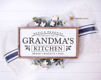 SVG / DXF - Meals & Memories &quot;Grandma&#39;s Kitchen&quot; Made With Love - Bread, Biscuits, Pies - Farmhouse Farm (Vector Art / Saying)