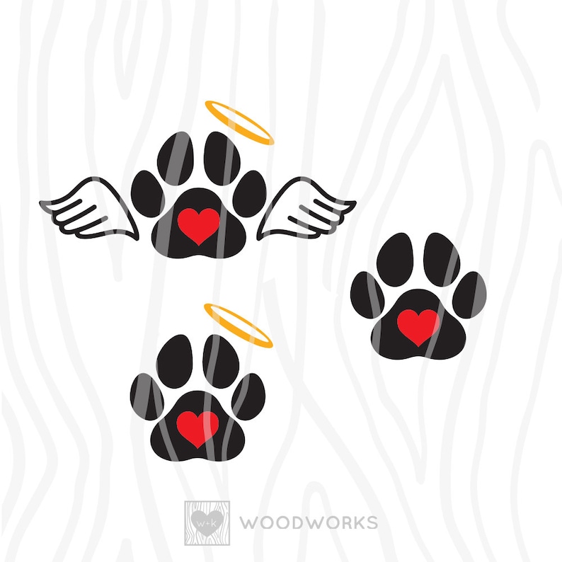 Download SVG / DXF 3 Pack: Memorial Angel Pet Paw Print Design 3 | Etsy