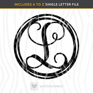 SVG / DXF - A to Z Alphabet "Hand Drawn Circle Script Letter Initial" Cut File - Monogram Door Hanger Letter Set, For Initial Wooden Letter