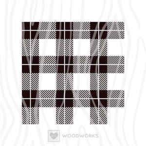 May include: Black and white buffalo plaid pattern.