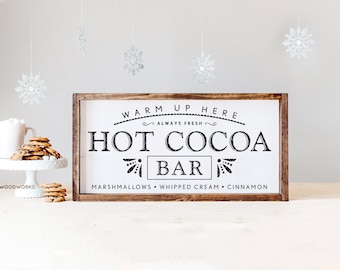 SVG / DXF - Christmas Warm Up Here "Hot Cocoa Bar" Cut File - Always Fresh Marshmallows, Whipped Cream, Cinnamon (All Winter Hot Chocolate)