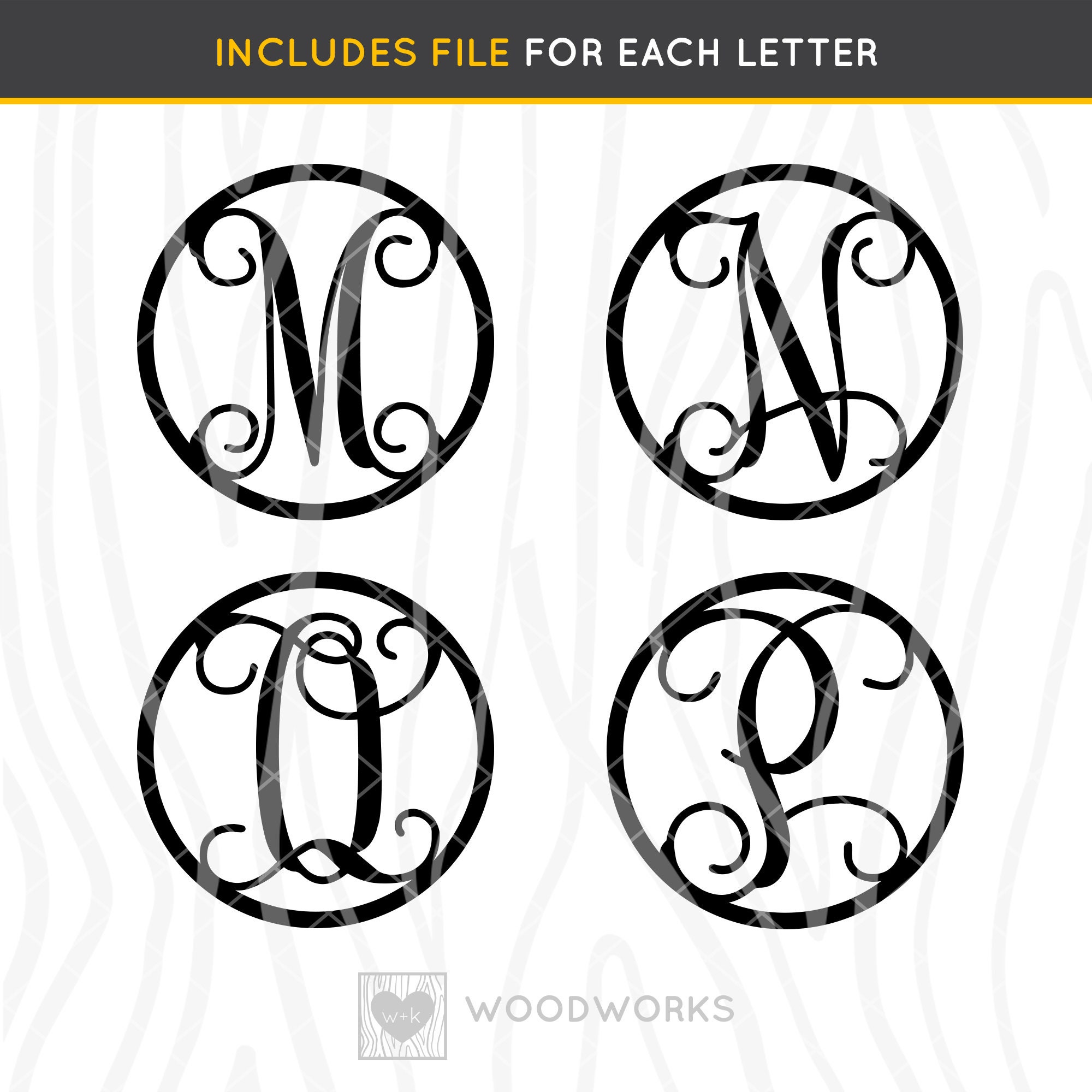 SVG / DXF A to Z Alphabet circle Script Letter Etsy Australia