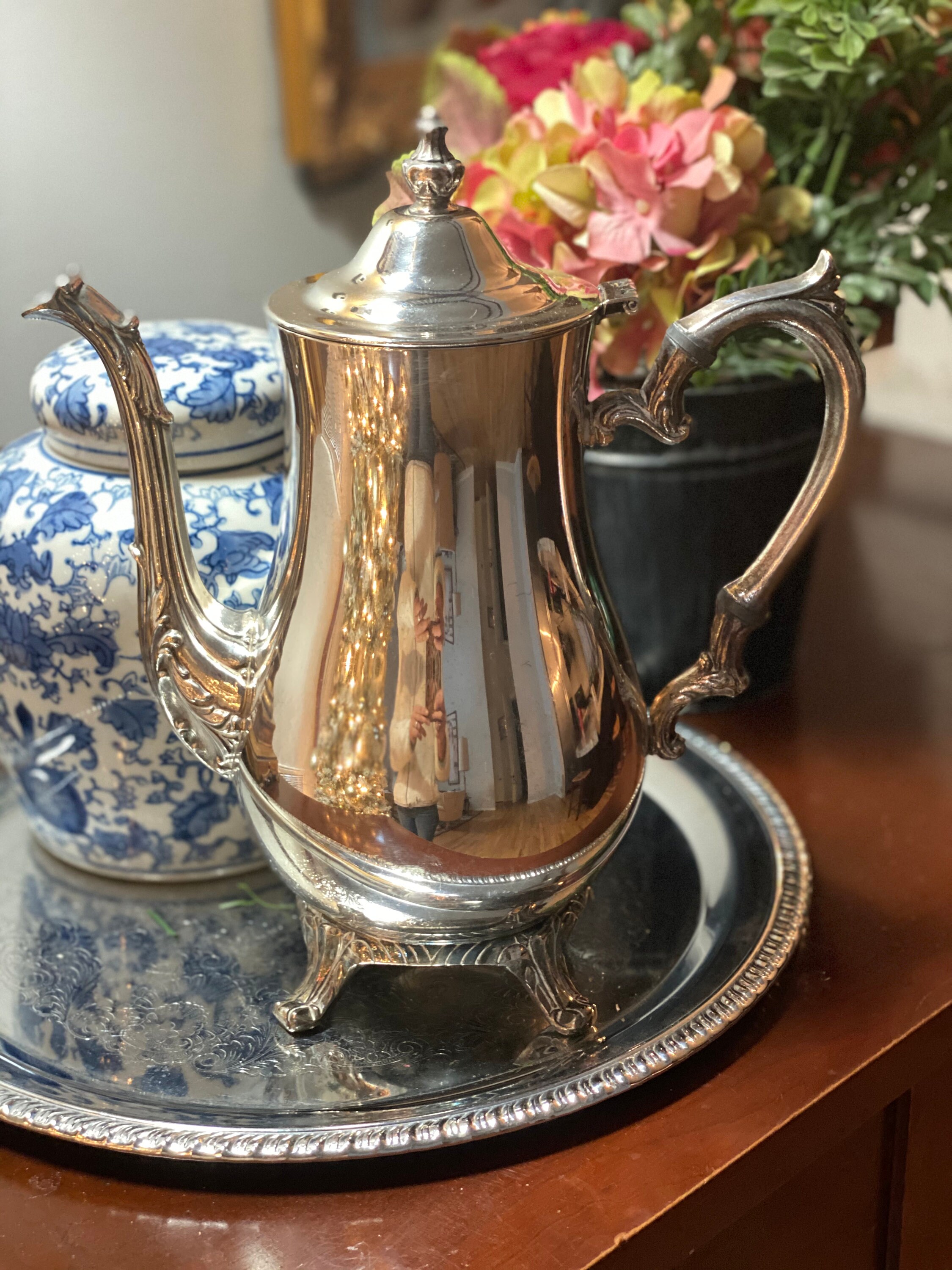 Vintage silver coffee pot pitcher antique silver pitcher Etsy