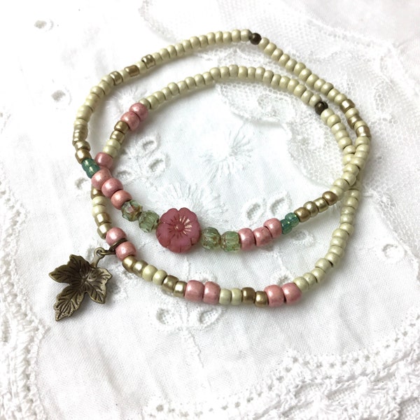 Pastel seed bead stretch bracelet set