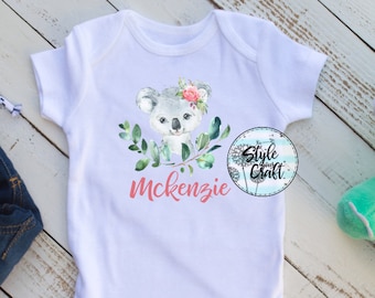 Koala baby romper, australian animal baby one piece, costume de bébé personnalisé, vêtements imprimés pour bébé koala, idée cadeau baby shower