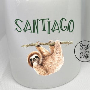 Sloth Money box personalised, Christening, birthday, no peeling coin bank, kids gift idea, children coin bank, birthday idea
