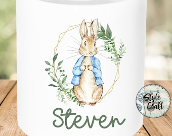 Tirelire lapin personnalisée | tirelire imprimée | Idée cadeau de Pâques | Baptême | Chambre de bébé | Anniversaire | couronne de lapin | Lapin souple