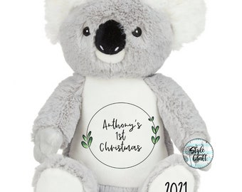 Couronne personnalisée Koala en peluche, souvenir du nouveau-né, Koala personnalisé, cadeau de bébé, décoration de chambre d'enfant