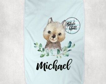 Couverture pour bébé Wombat, couverture pour animaux australien en polaire de corail, baby shower ou idée de cadeau de couverture de retour à la maison, couverture pour bébé câlin doux