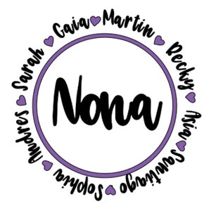 Personalised svg for decal, iron on. Nana and grandkids, Mum and kids. Mother&#39;s Day or Christmas idea. Car decal svg. Dad and kids circle