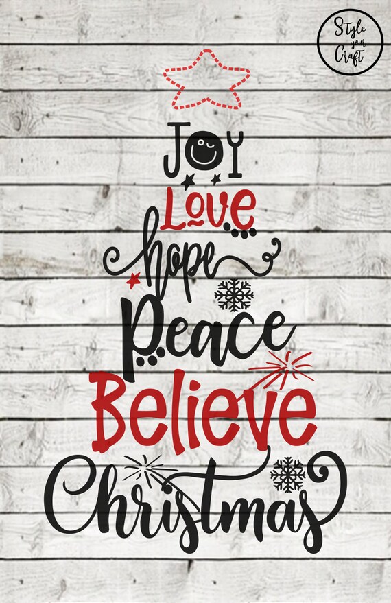 Christmas Sign Joy Love Hope Peace Believe Svg Christmas Etsy