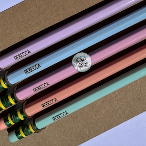 Pastel Ticonderoga Wood-Cased Pencils personalised  2 HB Soft,Personalised teacher gift idea, engraved names or messages small icon set of 5