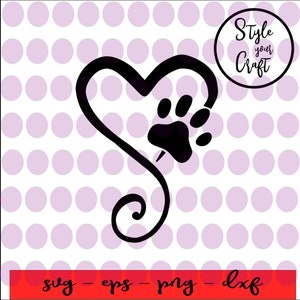 Love dogs heart svg, love dog decal, dog lovers t-shirt, mug, personalised gift idea, svg, eps, dxf, pdf, cuttable file dog lover design
