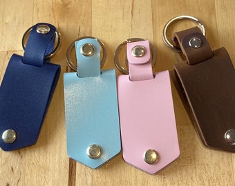 Porte-clés photo en cuir, 2 inserts en aluminium