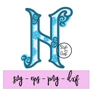 3D multilayer letter H, 3D Layered letter, 5 layers svg Alphabet layered letter H, cutting machine layered letter