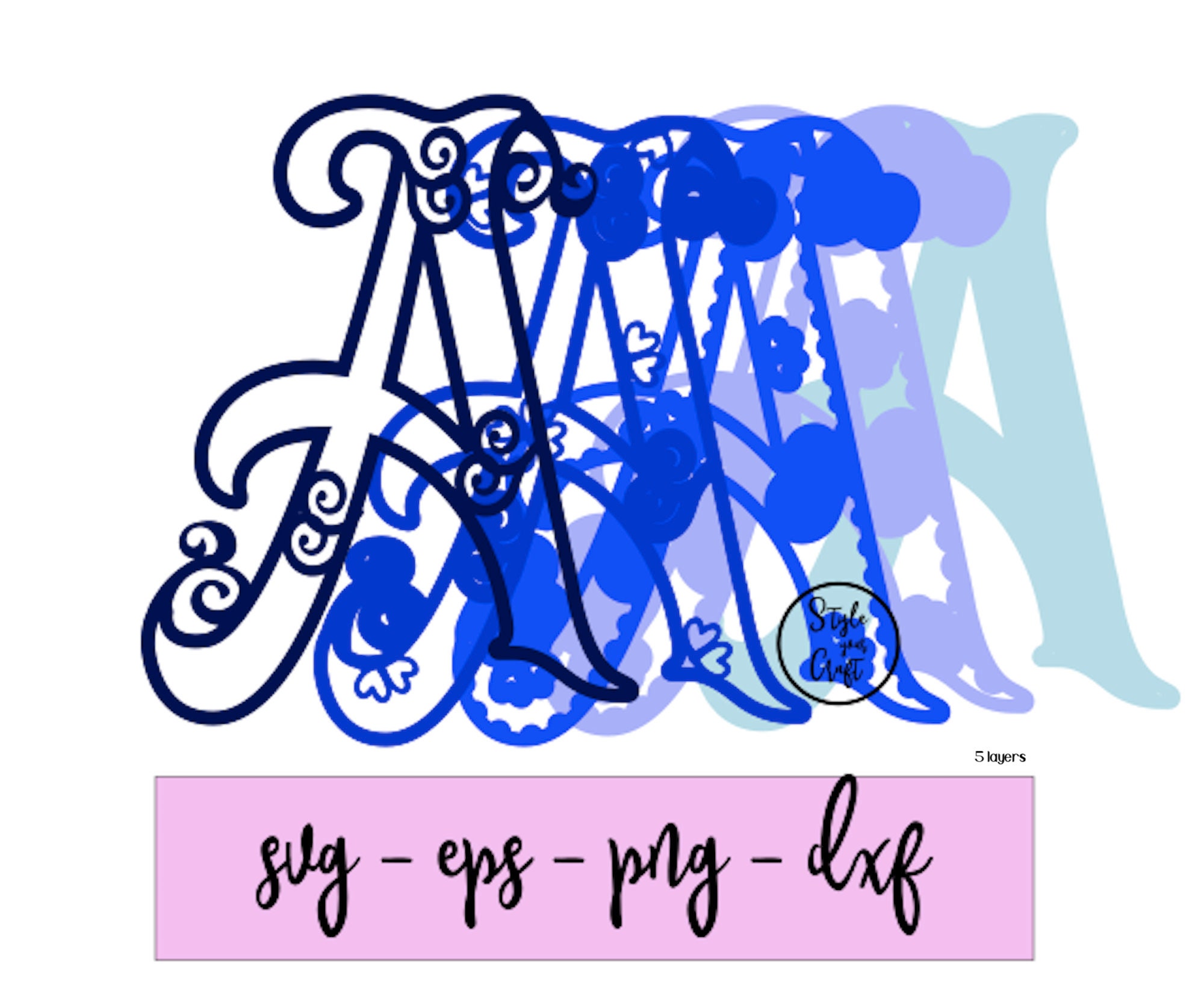 3D Multilayer Letter A, 3D Layered Letter, 5 Layers Svg Alphabet ...
