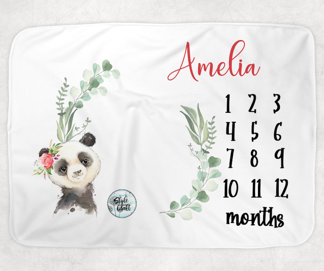 Panda Milestone Baby Blanket, Coral Fleece Animal Blanket, Baby Shower ...