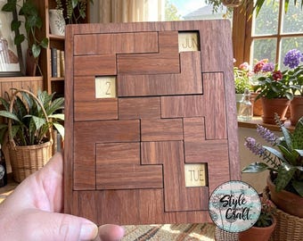 Puzzle calendrier, en bois, un puzzle par jour, noyer, jarrah