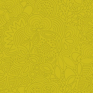 Alison Glass Sun Print 2020 Stitched in Chartreuse | Half Yard Listing