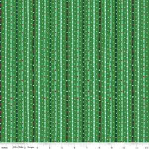 Twas Sugarplum Stripe Green | Half Yard Listing