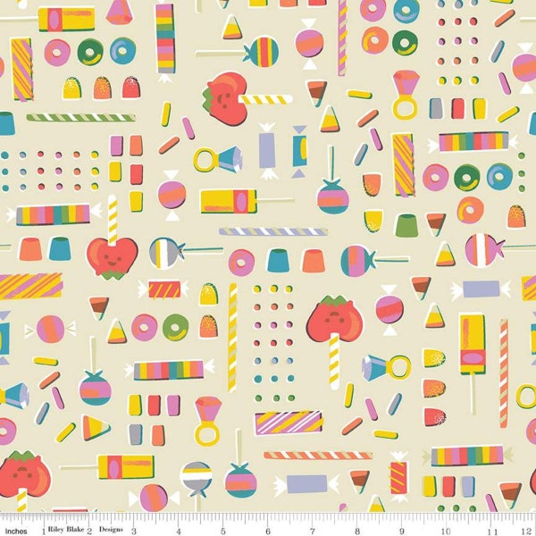 Tiny Treaters Retro Candy in Cream |Jill Howarth - Half Yard Listings