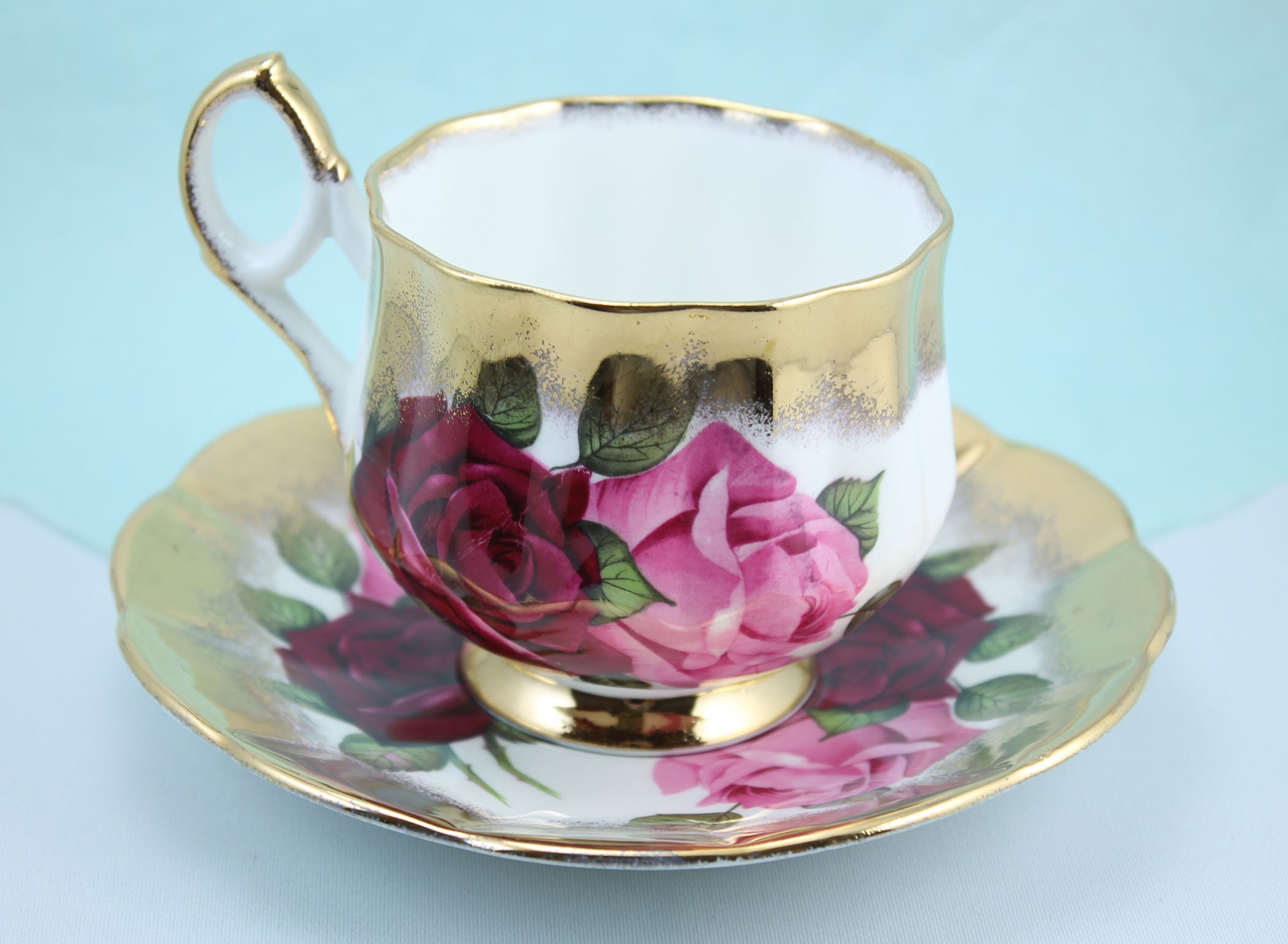 Footed Teacup And Saucer Elizabethan By Taylor And Kent Heavy Etsy