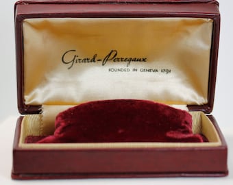 Coffret de présentation de montre Girard-Perregaux, rouge bordeaux et or, coffret de montre de collection rare, PetesNeatOldStuff, cadeau pour collectionneur