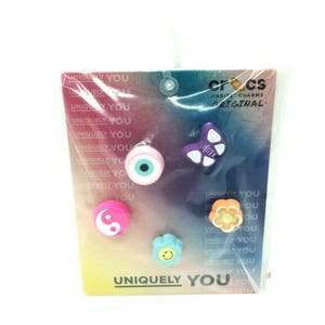 Crocs Jibbitz Charms Original 5 Pack - Smiley Happy Face Butterfly Floral