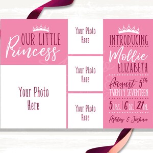 Our Little Princess - Birth Announcement - Digital File