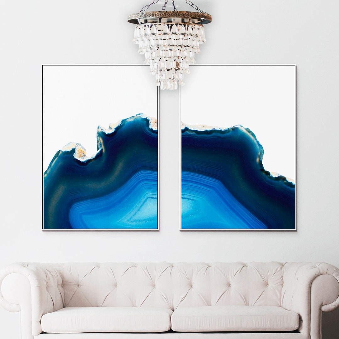 Blue Agate Geode Printable Set of 2 Modern Printable Wall Art ...